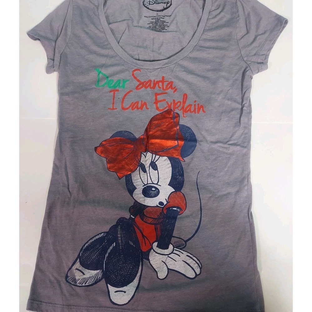 Minnie Mouse Womens‎ Shirt Large Gray Disney Xmas
